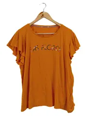 Vorschaubild 1 von Damen T-Shirt LAS FLORES Rüschenärmel Orange Gr. XL
