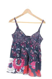 Vorschaubild 1 von Damen Top Gr. 36/S Mehrfarbig Blumen Schmetterlinge Bohème Casual