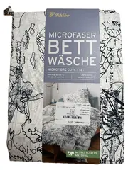 Vorschaubild 1 von Mikrofaser Bettwäsche 155x220 Weltkarte Weiß Schwarz Übergröße