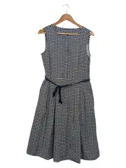 Vorschaubild 1 von Damen Kleid Gr. 38 Blau Weiß Baumwolle A-Linie