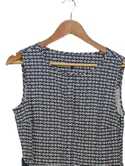 Vorschaubild 4 von Damen Kleid Gr. 38 Blau Weiß Baumwolle A-Linie