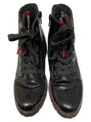 Vorschaubild 2 von Damen Stiefelette Gr. 37 Schwarz Lack Casual Schnürstiefelette