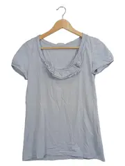 Vorschaubild 1 von Damen T-Shirt Gr. 38/M Blau Feminin mit Rüschenkragen