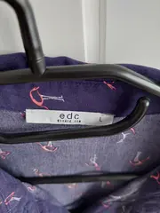 Vorschaubild 8 von EDC Damen Hemdbluse Blau Flamingomuster Gr. 40;L Viskose