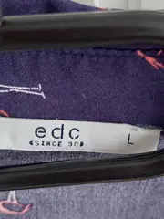 Vorschaubild 6 von EDC Damen Hemdbluse Blau Flamingomuster Gr. 40;L Viskose