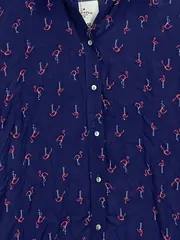 Vorschaubild 4 von EDC Damen Hemdbluse Blau Flamingomuster Gr. 40;L Viskose