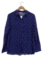 Vorschaubild 1 von EDC Damen Hemdbluse Blau Flamingomuster Gr. 40;L Viskose