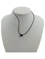 Vorschaubild 1 von Damen Halskette Leder Schwarz Herzanhänger 42cm Feminin