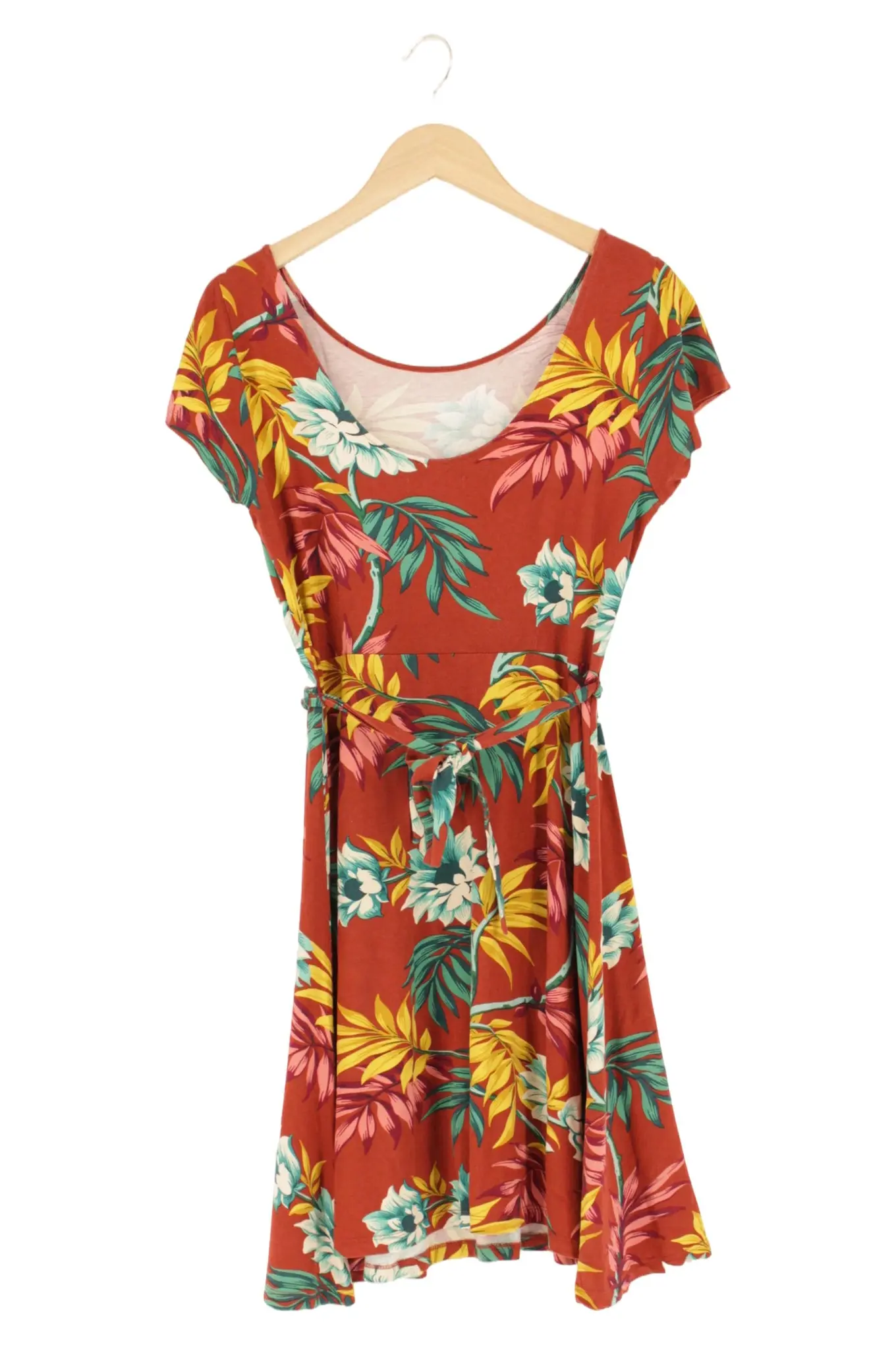 KING LOUIE Sommerkleid Damen L/40 Rot Blumenmuster Feminin Vintage