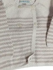 Vorschaubild 3 von Baby Strickjacke Gr. 62 Beige Gestreift Baumwolle Langarm
