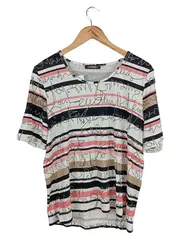 Vorschaubild 1 von GOLLEHAUG Damen T-Shirt 44 XXL Mehrfarbig Gestreift Schriftzug Casual
