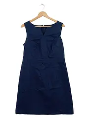 Vorschaubild 1 von Damen Businesskleid Trägerkleid Gr. 42 Blau Ärmellos Baumwolle