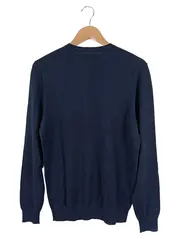 Vorschaubild 2 von Pullover Herren Gr. 46/S Blau V-Ausschnitt Wolle Basic Klassisch