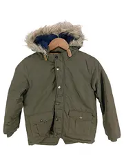 Vorschaubild 1 von Kinder Parka Outdoor Jacke Gr. 122/128 Oliv mit Kapuze Fellbesatz