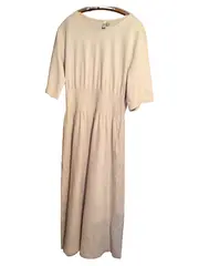 Vorschaubild 1 von Midikleid Damen Baumwolle Raffungen Beige Gr. 42