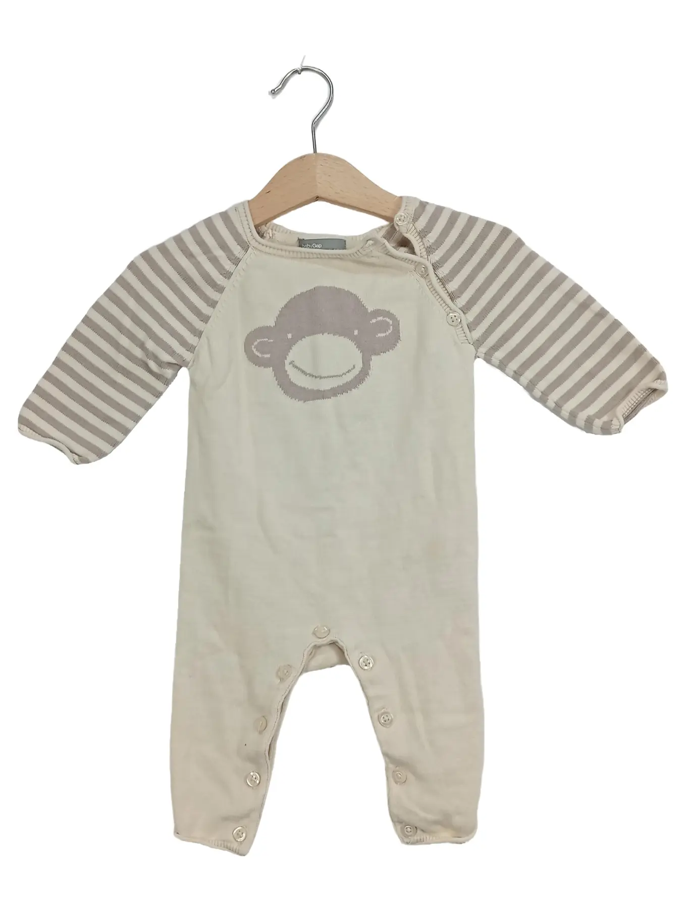 BABYGAP Schlafanzug Strampler Baby Affe Beige Gr. 3-6 Monate Baumwolle