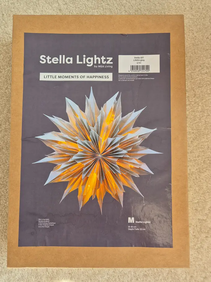STELLA LIGHTZ Weihnachtsstern Papier Grau 60cm Deko Stern