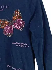 Vorschaubild 4 von Mädchen Kapuzenpullover Tiermotiv Pailletten Schriftzug Blau Gr. 110