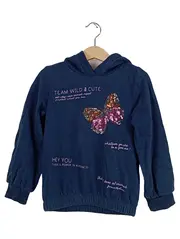 Vorschaubild 1 von Mädchen Kapuzenpullover Tiermotiv Pailletten Schriftzug Blau Gr. 110