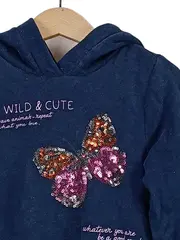 Vorschaubild 2 von Mädchen Kapuzenpullover Tiermotiv Pailletten Schriftzug Blau Gr. 110