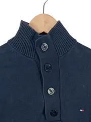 Vorschaubild 4 von Herren Pullover M Blau Baumwolle Casual Stehkragen