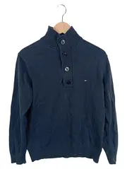 Vorschaubild 1 von Herren Pullover M Blau Baumwolle Casual Stehkragen