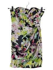 Vorschaubild 1 von Bandeau Cocktailkleid Blumenmuster Mehrfarbig Gr. 36 S