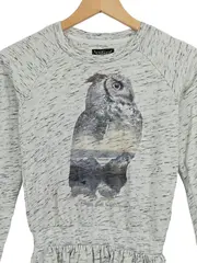 Vorschaubild 2 von Mädchen Kleid Eule Sweatkleid Grau Gr. 146 10/11J Baumwolle