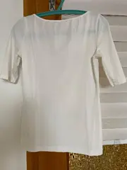 Vorschaubild 2 von Damen T-Shirt Weiß Gr. XS Basic Halbarm Stretch