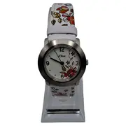 Vorschaubild 1 von Damenuhr Blumenmuster Weiß Leder Armband Analog Quarz 24056