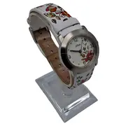 Vorschaubild 2 von Damenuhr Blumenmuster Weiß Leder Armband Analog Quarz 24056