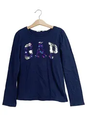 Vorschaubild 1 von Kinder Langarmshirt Blau Gr. 140 mit Pailletten-Logo Casual