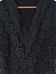 Vorschaubild 3 von Damen Bluse Spitze Schwarz Gr. 40/L Feminin Elegant Polyester