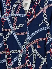 Vorschaubild 3 von TAIFUN Damen Bluse 44;XXL Blau Kettenmuster Modern Viskose Langarm