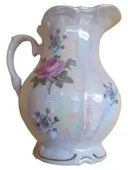 Vorschaubild 1 von Milchkännchen Sahnegießer Porzellan Weiß Blumenmuster Romantisch
