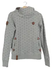 Vorschaubild 1 von Damen Kapuzenpullover Grau Grafik Muster Gr. 38 M Freizeit Casual