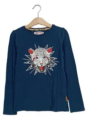Vorschaubild 1 von Kinder Langarmshirt Blau Leoparden-Print Gr. 128 Baumwolle