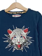 Vorschaubild 3 von Kinder Langarmshirt Blau Leoparden-Print Gr. 128 Baumwolle