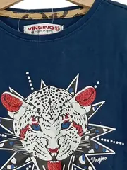 Vorschaubild 4 von Kinder Langarmshirt Blau Leoparden-Print Gr. 128 Baumwolle