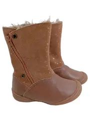 Vorschaubild 1 von Mädchen Stiefelette Gr. 26 Braun Casual Winter Fell Reißverschluss Sterne
