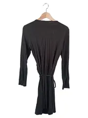 Vorschaubild 2 von Damen Wickelkleid Gr. 40/L Schwarz Elegant Freizeitkleid Baumwolle Modal
