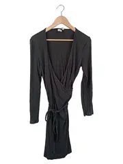 Vorschaubild 1 von Damen Wickelkleid Gr. 40/L Schwarz Elegant Freizeitkleid Baumwolle Modal