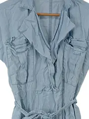 Vorschaubild 3 von Hemdblusenkleid Damen XXS Hellblau Lyocell Bindegürtel