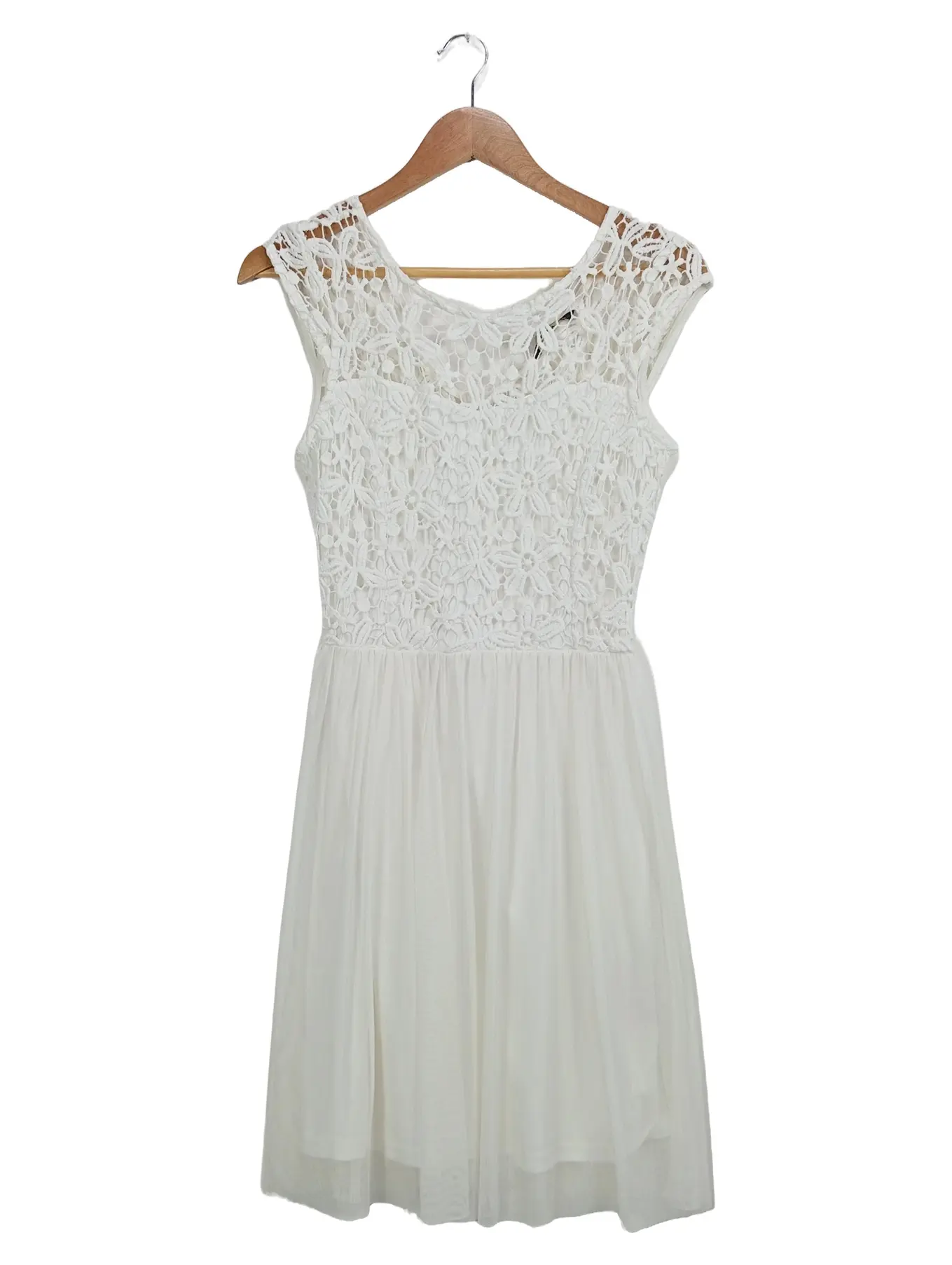 ONLY Damen Festliches Kleid Spitze Gr. 38 Weiß Elegant Midikleid