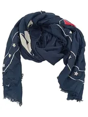 Vorschaubild 1 von Damen Schal Blau Sterne Maritim Casual Fransen