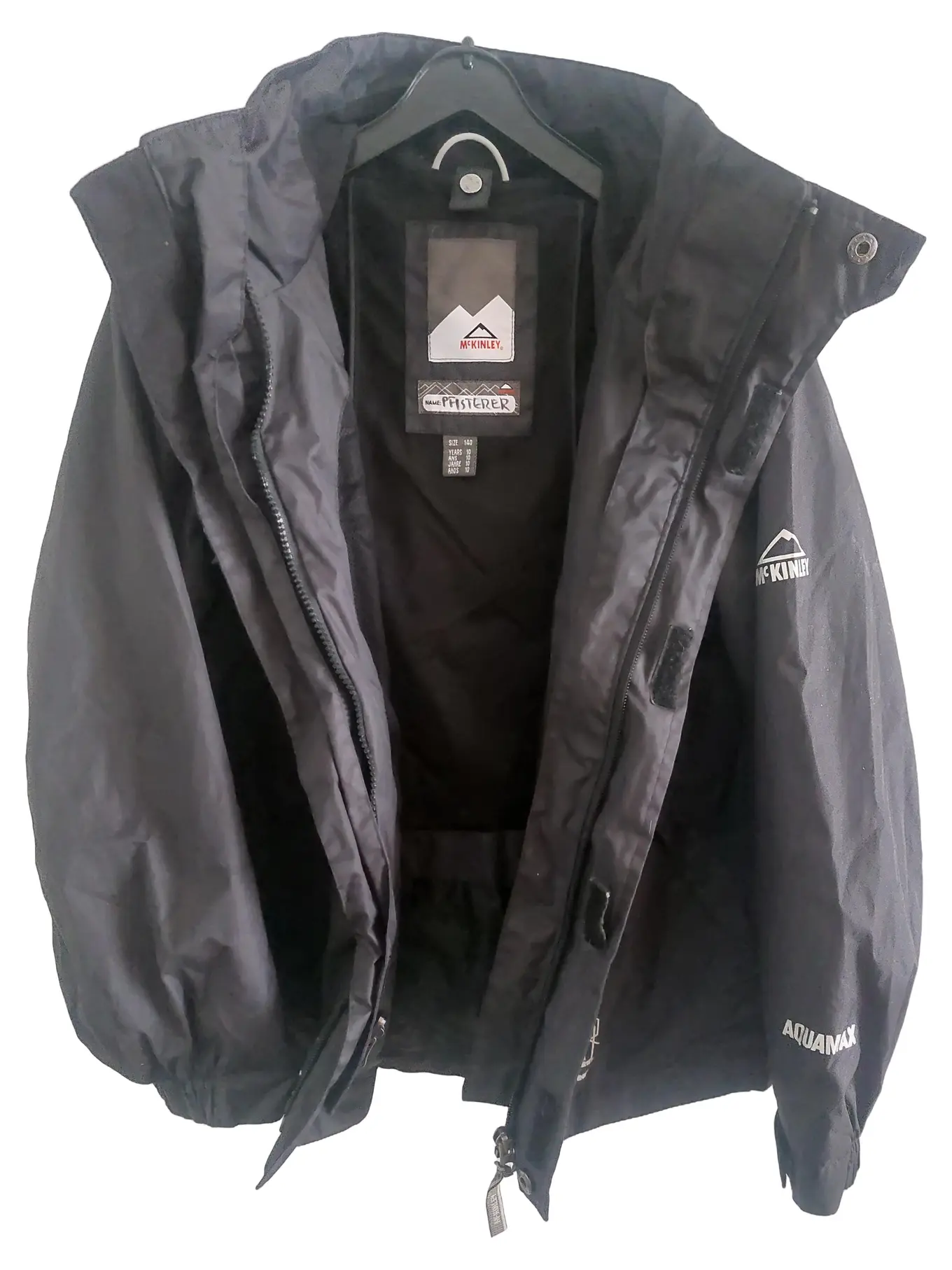MCKINLEY Aquamax Kinder Regenjacke Gr. 140 Schwarz Outdoor Sportlich