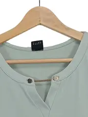 Vorschaubild 4 von Damen Bluse Kurzarm Uni Grün Gr. 38/M Freizeit Casual