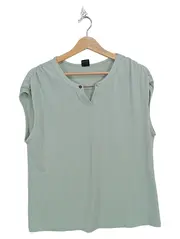 Vorschaubild 1 von Damen Bluse Kurzarm Uni Grün Gr. 38/M Freizeit Casual