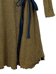 Vorschaubild 4 von Wickelkleid Punkte Gelb Gr. 38 Freizeit Midikleid Schleife Rüschen