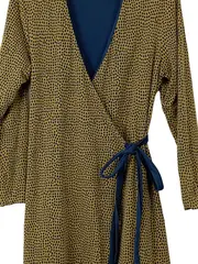 Vorschaubild 2 von Wickelkleid Punkte Gelb Gr. 38 Freizeit Midikleid Schleife Rüschen